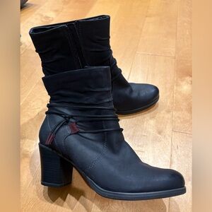 Tamaris Lizudi Germany ankle boots booties leather fleece lined 41 10.5 black